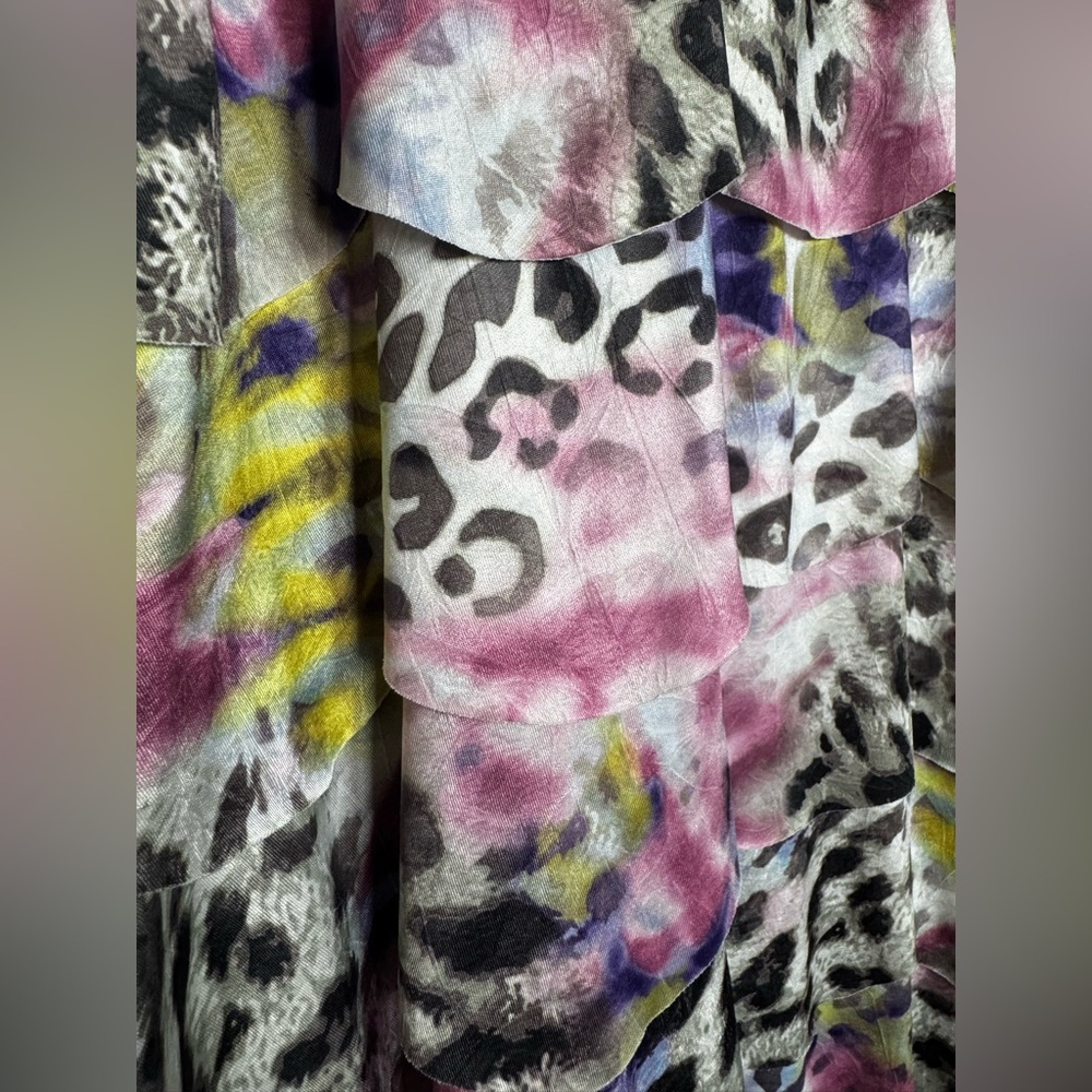 Isle Apparel Leopard Print Multicolor Ruffle Color Dress Size Large - Picture 4 of 6
